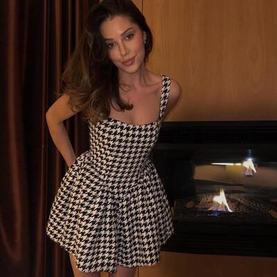 Strap top backless letter dress for women