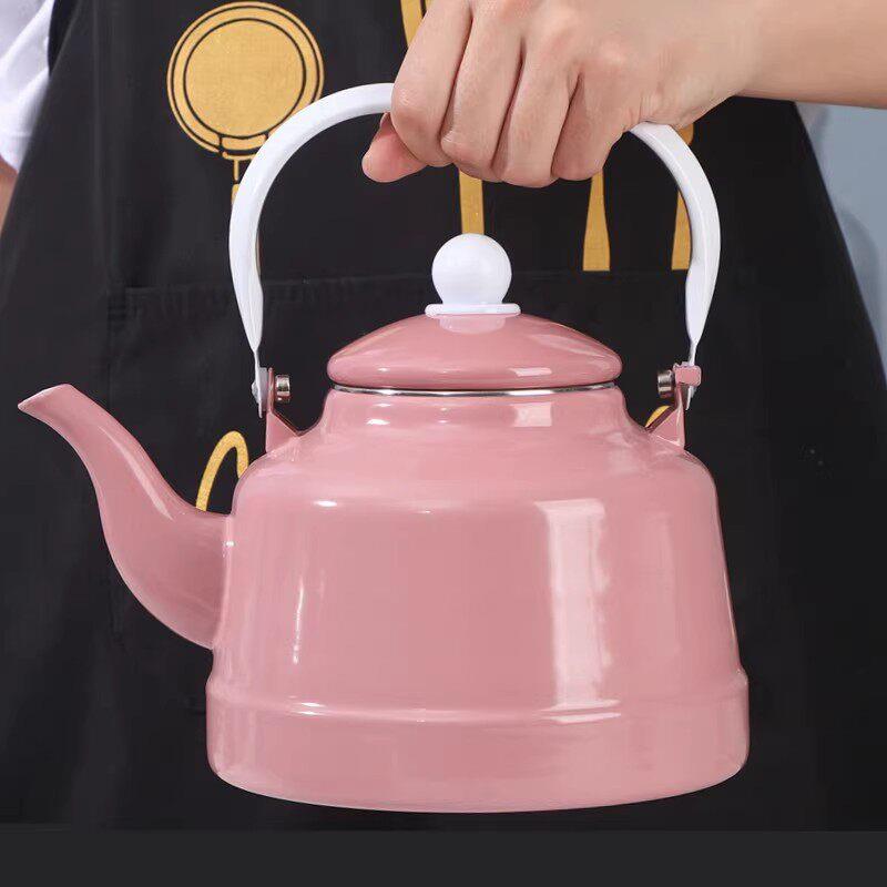 新品欧丽家搪瓷蛋黄色内外一色搪瓷水壶奶茶壶煮茶壶电磁炉燃气