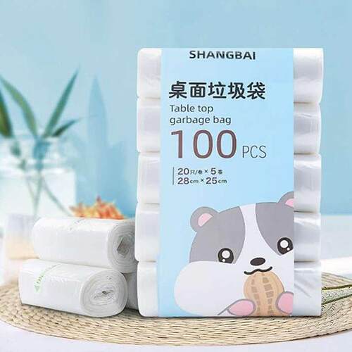 Wholesale of 100 Small Thickened Desktop Garbage Bags, Flat