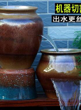 覆古流水瀑布增氧循环过滤罐古法缸低吸水泵老罐子旧坛子养鱼瀑布