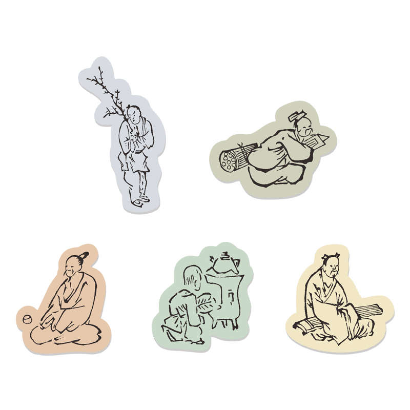 【磁吸贴】忙里得闲 盆景 折扇系列 中式国风冰箱贴 园有桃书房