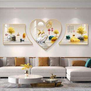 钻石客厅三联画水晶瓷画钻石沙发装饰画无障碍豪华家庭电视背景墙