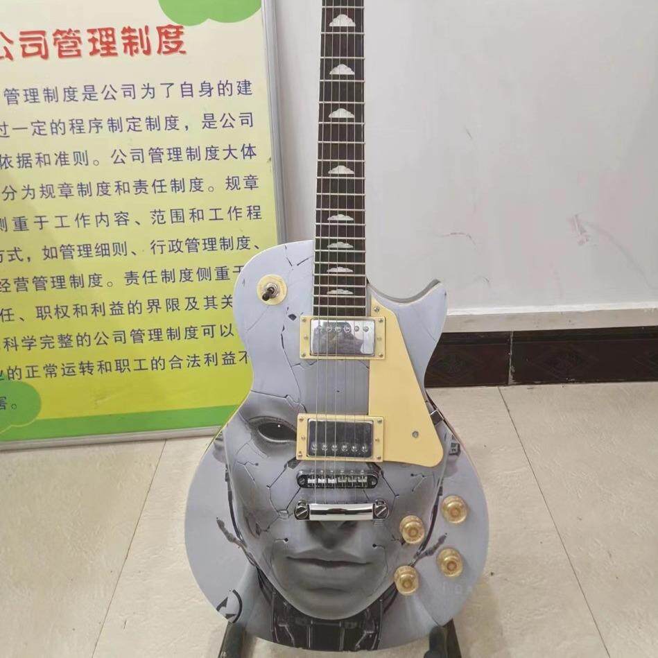 LP电吉他枫木头双双拾音器杨木琴体白品线22品指板雕花枫木乐器