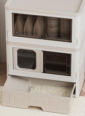 叠全封闭猫砂盆猫窝一层IPO体猫笼子折叠防臭别猫墅猫不占地上下