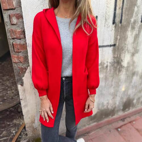 Hairy pocket hooded jacket for women