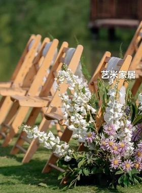 厂直销木原无漆折叠椅ANZ环康实家木家折叠椅婚庆折叠椅用白色