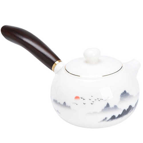黑檀木茶具烫侧防茶壶单高档陶瓷壶泡茶壶白瓷家用羊脂玉壶功夫把