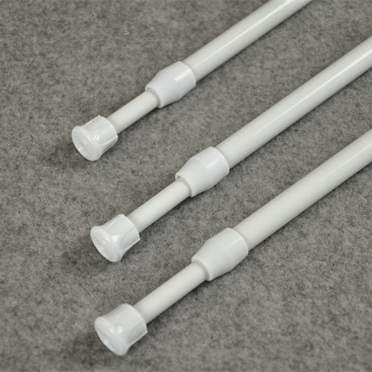 门帘伸缩杆白色多功能晾衣杆子优质铁皮小窗帘杆60-110cm