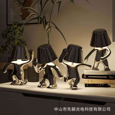跨境舞者灯充电小夜灯装饰摆件金色兄弟小金人台灯dancer lamp
