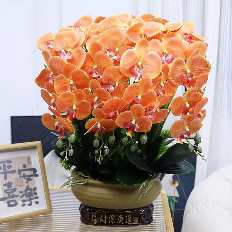 花特大号手感PU蝴蝶兰客厅装饰花电视柜玄关假花店铺前台摆件