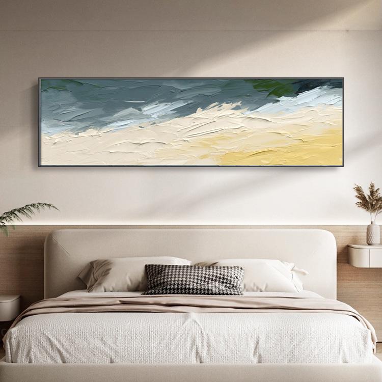 奶油风床头装饰画现代简约大气主卧客厅背景墙挂画高级感抽象壁画