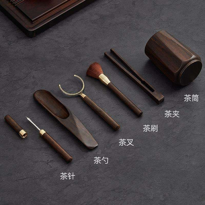 黑檀木茶六君子套装茶具配件茶台用品大全道摆桌功81113夫茶泡茶