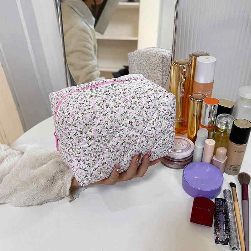 2024新款碎花卉花布化妆包大容量化妆品收纳包便携手拿洗漱棉布包