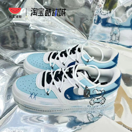 西瓜球鞋定制nikecourtvisionlow冰霜雪熊手绘(熊手绘)涂鸦低帮板鞋