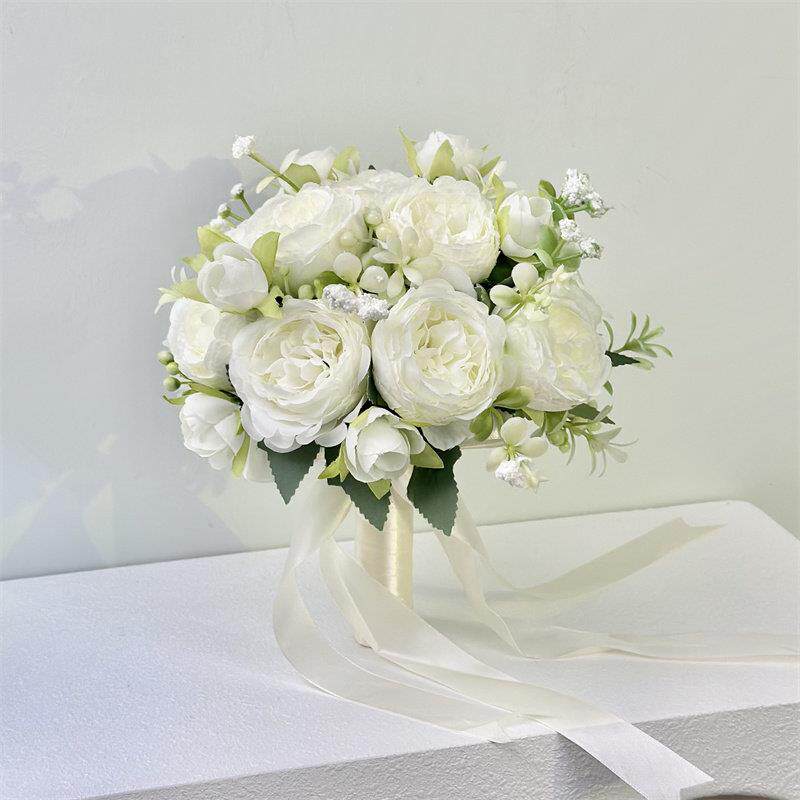 高级感领证手捧花 结婚婚礼新娘伴娘玫瑰彷真花 婚纱摄影拍照假花