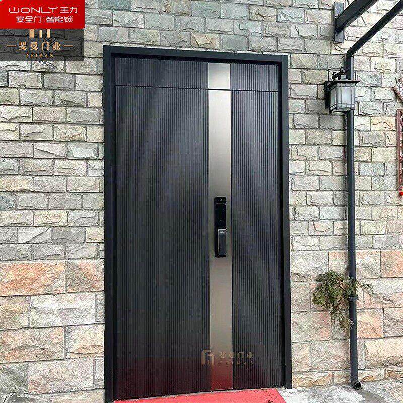 王力防爆铸铝入户门子母门简约家用别墅大门双开进户门农村自建房