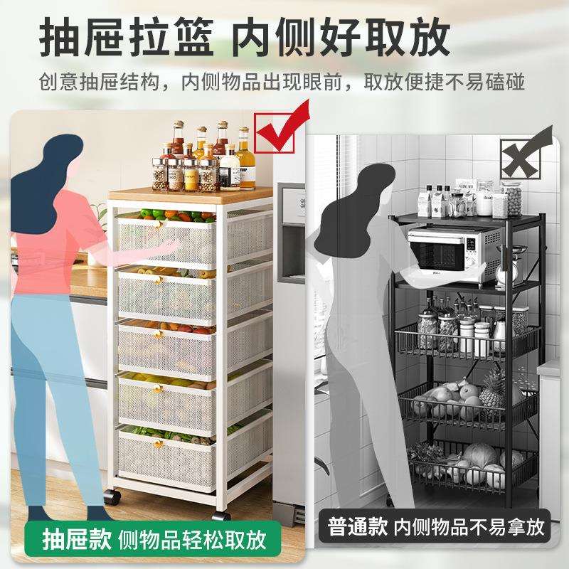 厨蔬菜置物架菜篮子收架落地层抽拉多式多功能夹W322缝纳水房果储