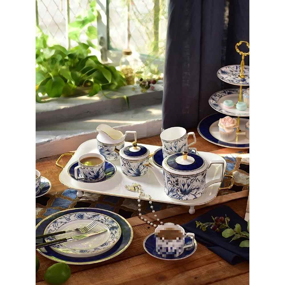 英式下午茶茶具套装轻奢骨瓷咖啡杯碟咖啡具家用创意茶具带托盘