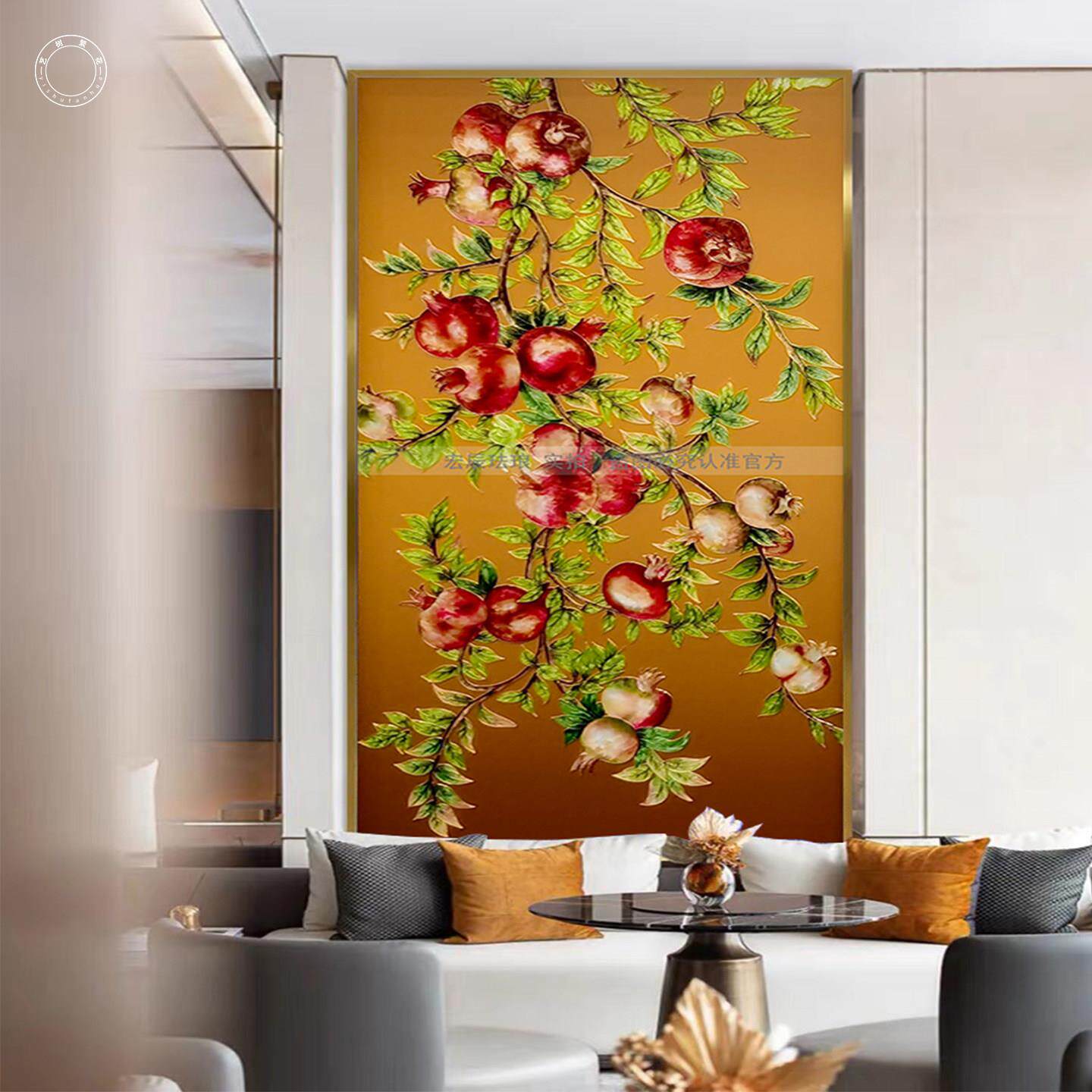 珐琅彩画入户玄关走廊过道装饰画客厅背景墙餐厅卧室书房轻奢挂画