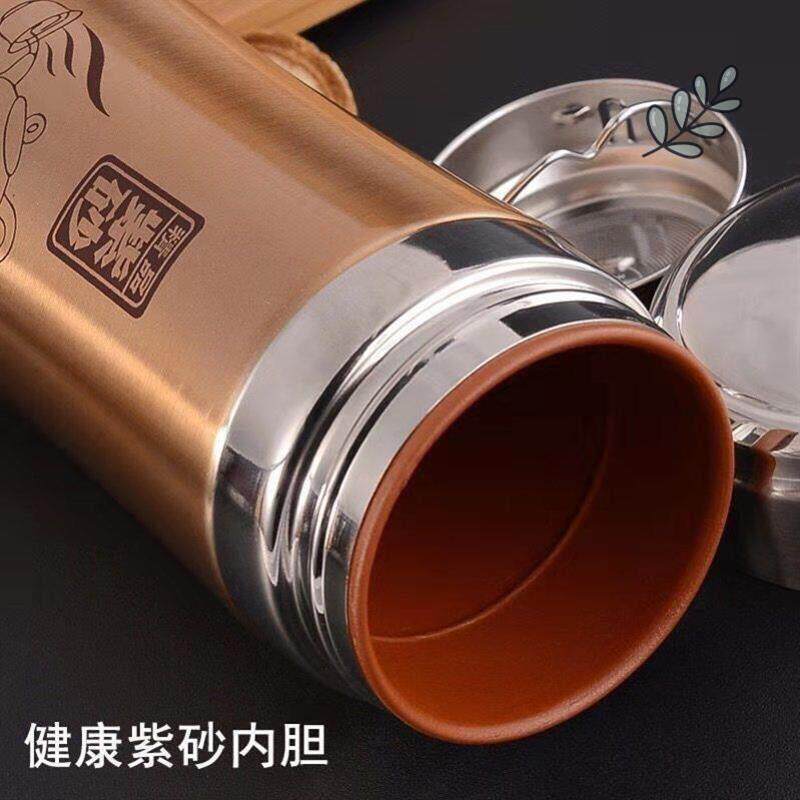 真陶瓷内胆杯保温壶紫砂杯大容量车载家用茶杯可携式水杯礼品送长
