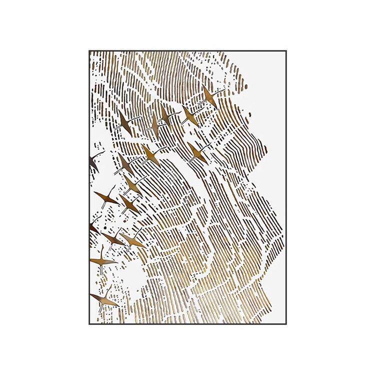 入户玄关白色烫金装饰画酒店大堂饭厅走廊过道壁画新中式高档挂画