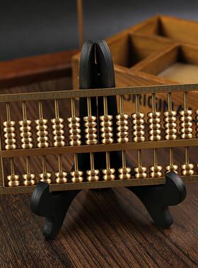 铜算盘摆件十三轴大号四方回纹实用型算盘摆件中式婚庆收礼金道具