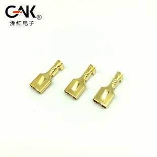 插拔式 250直插接线端子 冷压端子 6.3平板带刺插簧 厂家直销