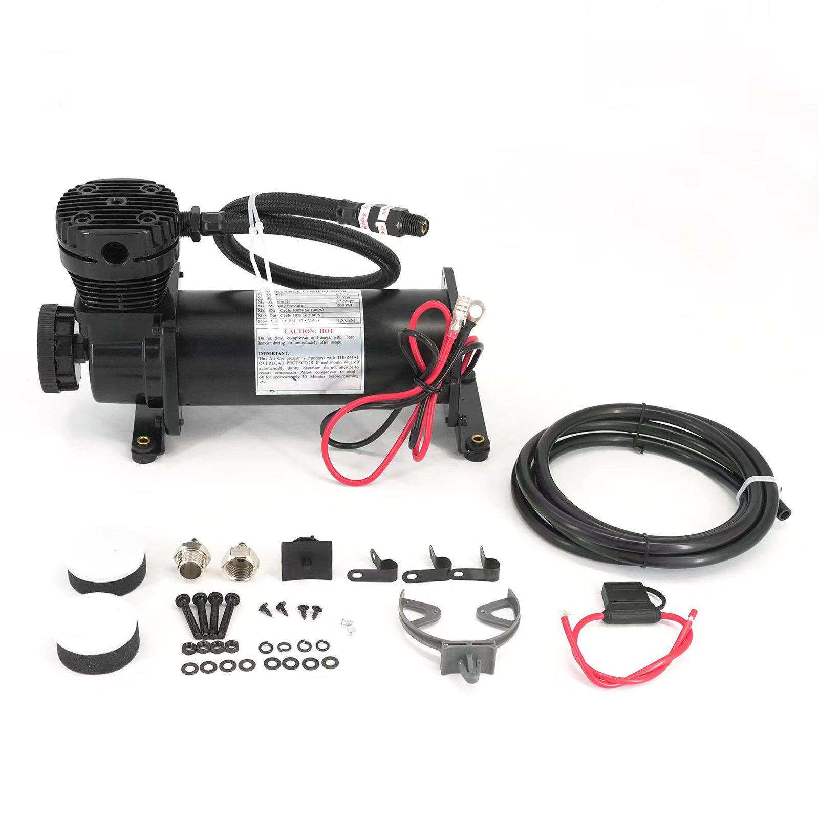 12V汽车改装悬挂气泵 黑色气动压缩机 改装悬架电动压缩机 1/4npt