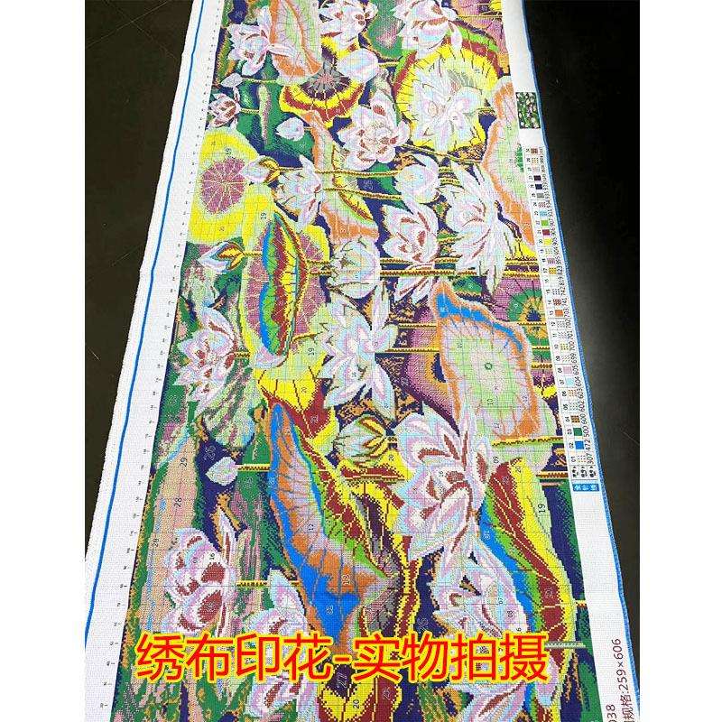 工厂荷塘莲花十字绣新款线绣满绣十字绣荷花风景大幅