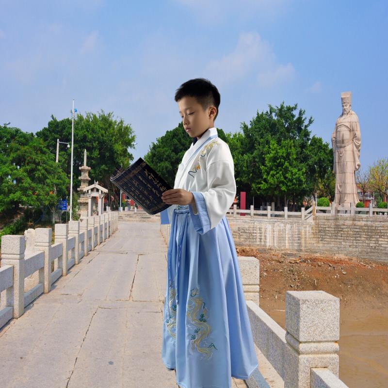 幼儿童古装拜师礼汉服男女童古诗词朗诵读笠翁对韵舞台剧演出服装