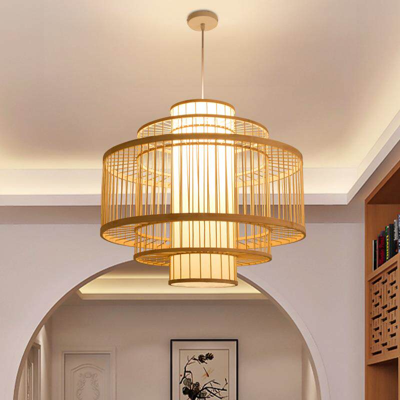 中式吊灯竹艺日式榻榻米民宿饭店田园竹编卧室阳台东南亚风格灯具