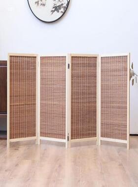 A11464中式竹编屏竹风餐厅屏风折屏矮片竹编幼儿园挡板客动移简易