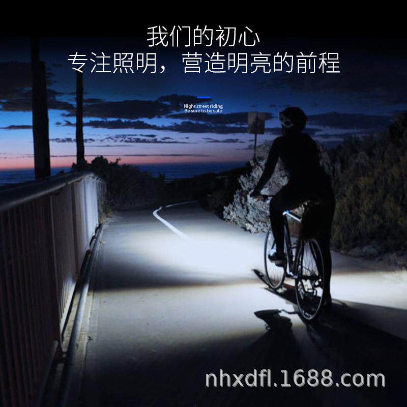 新款直销电量显示USB充电前灯带喇叭铃铛带码表自行车前灯T6灯泡5