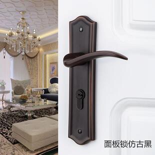 门把手静音黄古 房门锁木门执手锁黑色室内卧室房间欧式 折扣价