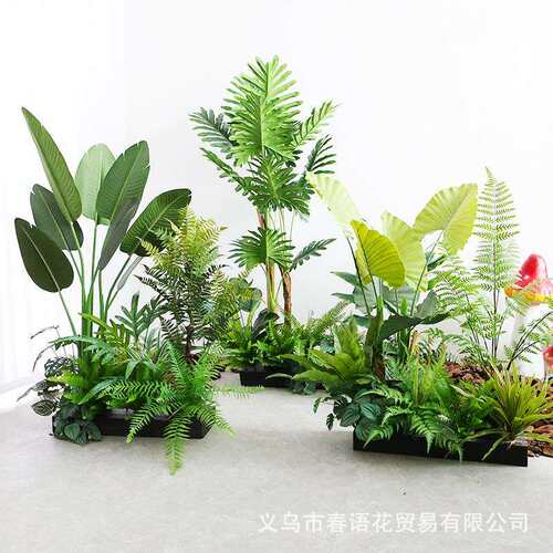 仿真绿植套装假花户外花槽花箱装饰楼梯转角假旅人蕉植物套装造景