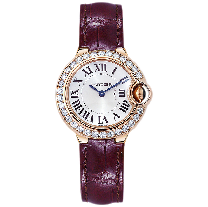 [9.8新]卡地亚蓝气球18k玫瑰金后镶钻石英手表女表W6900256后镶钻
