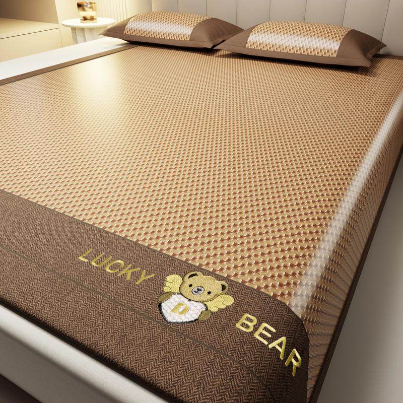 a类冰藤席三件套卡通绣花家用折叠凉席夏季学生宿舍单人席子软席,床上用品,藤席,淘宝优惠券,粉丝福利购,淘宝优惠卷