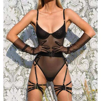 European and American sexy jumpsuits uniforms mesh underwear