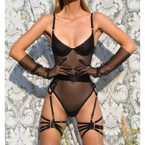 European and American sexy jumpsuits uniforms mesh underwear