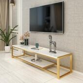 057欧大理面电电视柜ins风北时尚 简约现代小户石型客厅铁艺视柜整