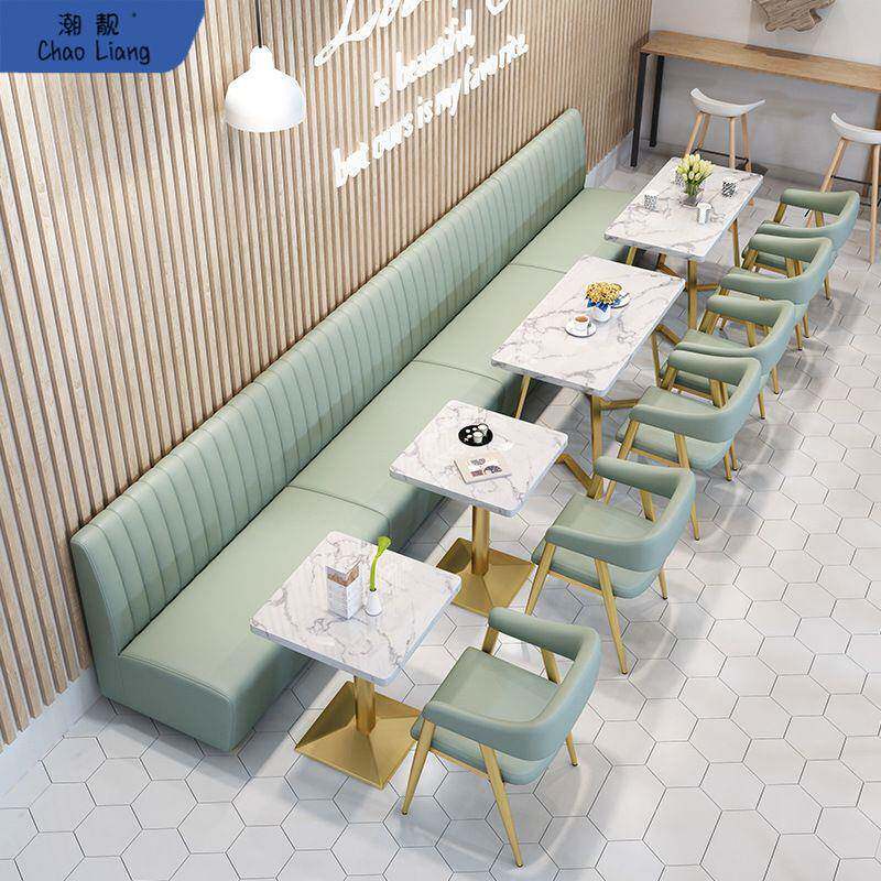 奶茶店卡座沙发西餐厅咖啡店桌椅组合汉堡甜品小吃店靠墙卡座皮无