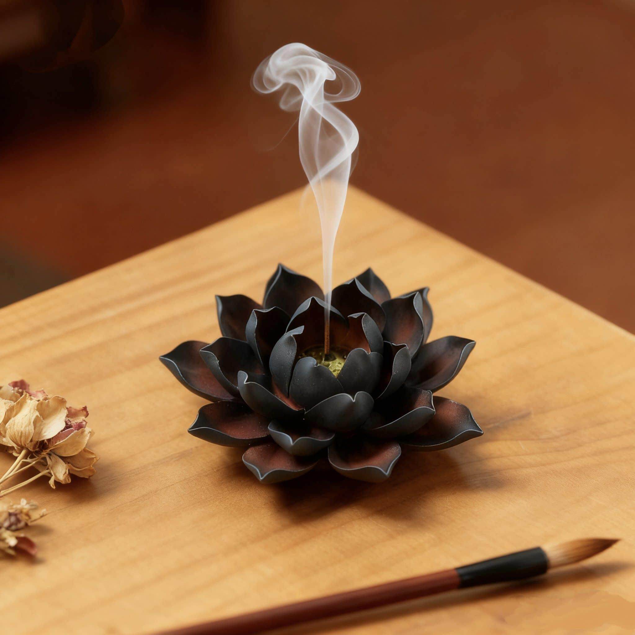 茶宠手工捏花中式陶瓷玄武莲花精品香插摆件桌面家居茶台茶玩配件