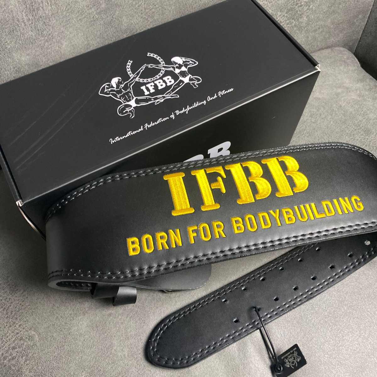 ifbb腰带专业深蹲硬拉力量举运动健身健美训练牛皮男女护腰带护腰