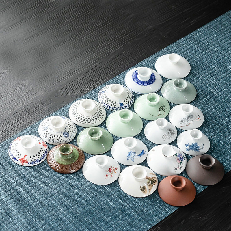 盖碗茶功夫茶茶杯盖子陶瓷盖碗