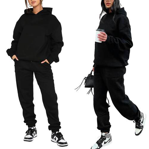 Long sleeved hooded sweatshirt women's long pants