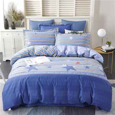 高档纯套棉四件套1.8m床用品4件全棉简约男上士人2.0m双床单被套1