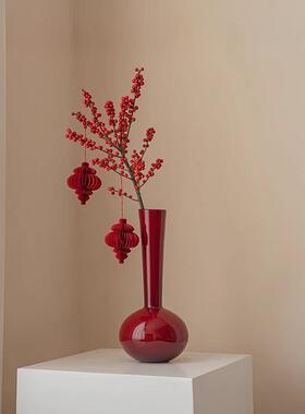 养长中QL143A古风颈小众高级感陶瓷花瓶水鲜花插花蝴蝶兰客厅餐桌