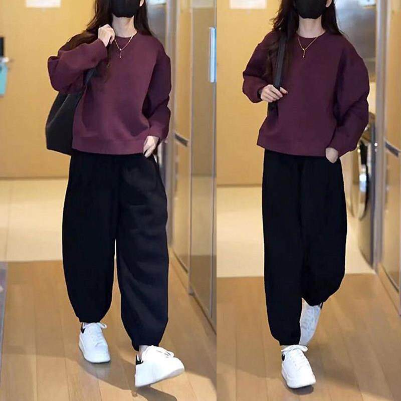 香港慵懒风休闲卫衣套装女2025秋新款洋气宽松时尚街舞运动两件套