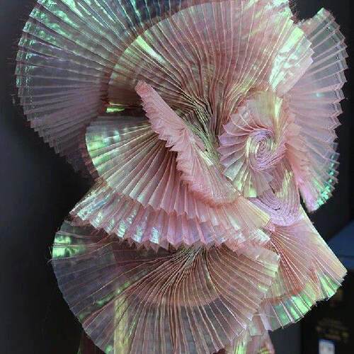 1M Iridescent Organ Pleated Fabric Shiny Magic Coloured