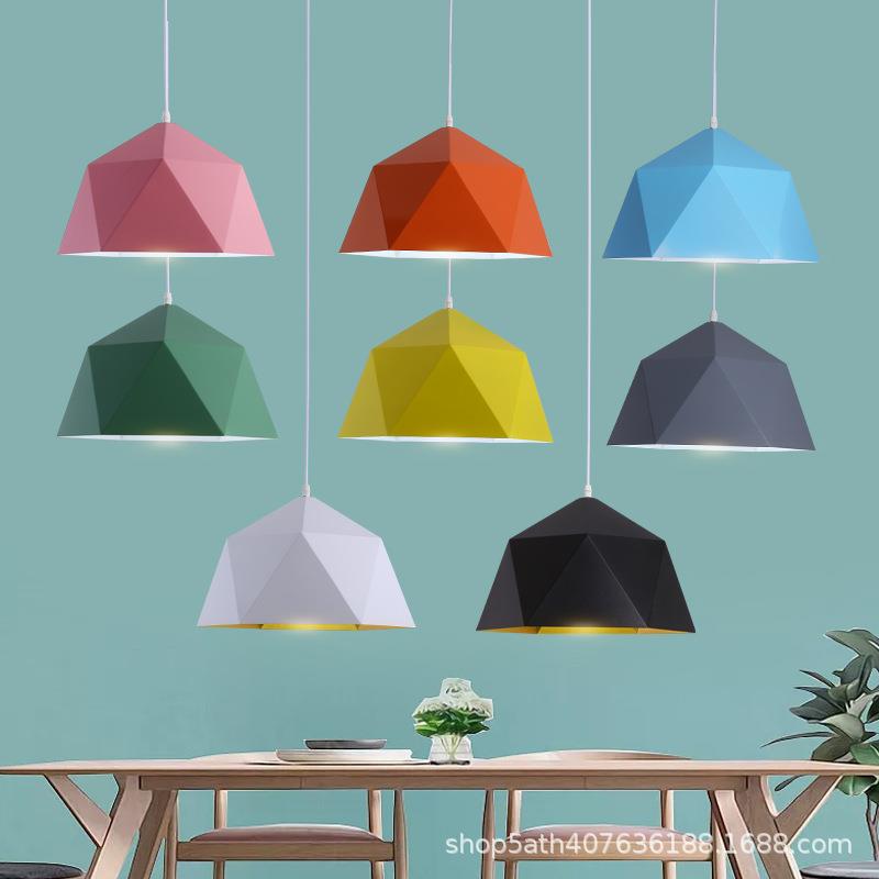 北欧餐厅吧台个性奶茶吧现代收银台火锅城饭店几何马卡龙铁艺吊灯